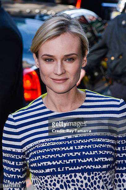 Actress Diane Kruger leaves the "Good Morning America" taping at the ABC Times Square Studios on March 28, 2013 in New York City.