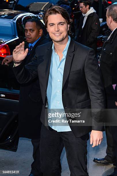 Actor Diogo Morgado leaves the "Good Morning America" taping at the ABC Times Square Studios on March 28, 2013 in New York City.