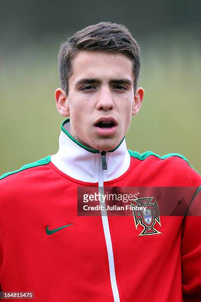 Luis Mata looks on during the UEFA European Under-17 Championship Elite Round match between Russia and Portugal on March 28, 2013 in...