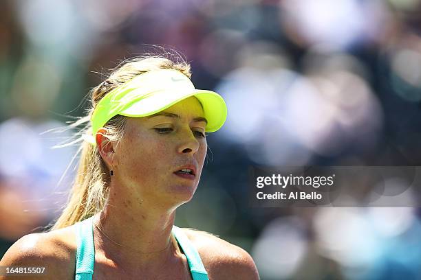 Maria Sharapova of Russia looks on against Jelena Janovic of Serbia during the Womens Semi Finals on Day 11 of the Sony Open at the Crandon Park...