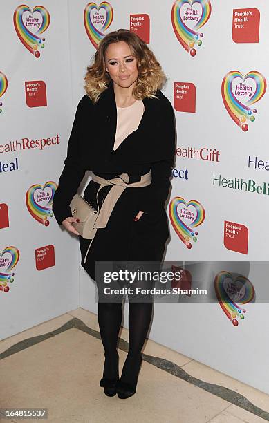 Kimberley Walsh attends a fundraising event in aid of The Health Lottery hosted by Simon Cowell at Claridges Hotel on March 28, 2013 in London,...