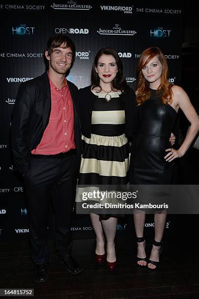 Lee Hardee, Stephenie Meyer and Raeden Greer attend The Cinema Society and Jaeger-LeCoultre screening of Open Road Films' "The Host" at Tribeca Grand...