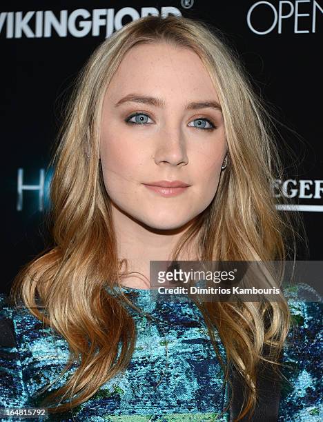 Actress Saoirse Ronan attends The Cinema Society and Jaeger-LeCoultre screening of Open Road Films' "The Host" at Tribeca Grand Hotel on March 27,...