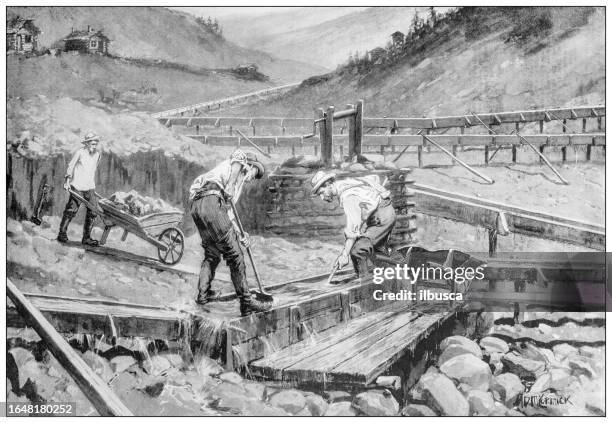 antique image from british magazine: klondike gold rush - barrow alaska stock illustrations