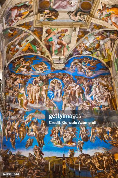 fresco in the sistine chapel. - sistine chapel stock pictures, royalty-free photos & images