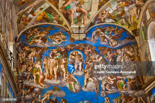 fresco in the sistine chapel. - sistine chapel stock pictures, royalty-free photos & images