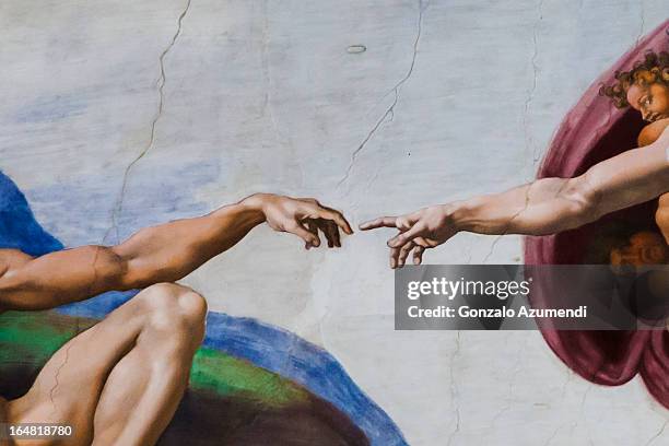 painting on ceiling of the sistine chapel. - sistine chapel stock pictures, royalty-free photos & images