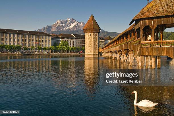 the chapel bridge kapellbrucke - chapel bridge stock pictures, royalty-free photos & images