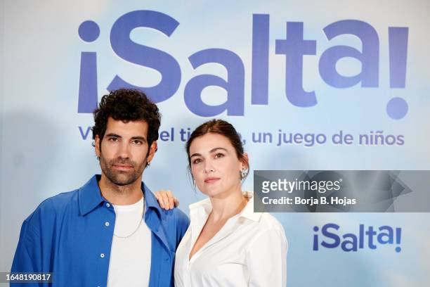 Actor Tamar Novas and actress Marta Nieto attend to '¡Salta!' photocall at Hotel URSO on August 30, 2023 in Madrid, Spain.