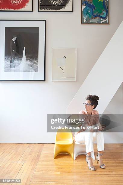 Art dealer Lucy Chadwick is photographed for Net-a-Porter on April 24, 2012 in Brooklyn, New York. PUBLISHED IMAGE.