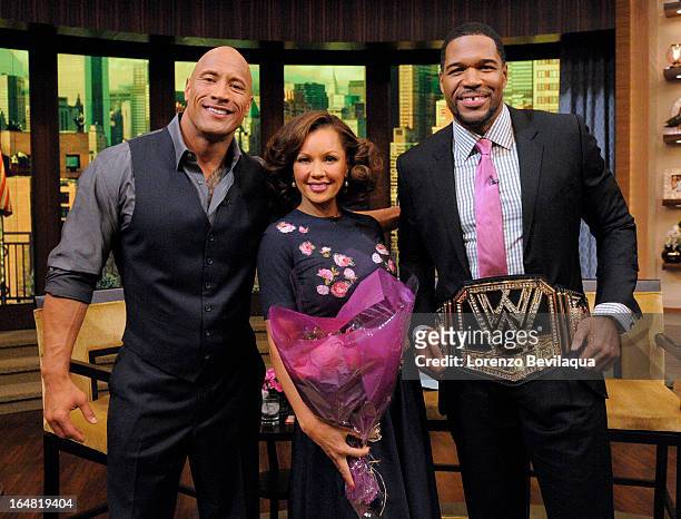 Is Michael’s co-host this morning and “G.I. Joe: Retaliation” star DWAYNE JOHNSON visits on "LIVE with Kelly and Michael," distributed by Disney-Walt...