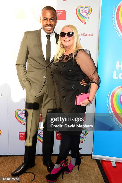 Ben Ofedu and Vanessa Feltz sighted arriving for The Health Lottery Fundraising Event outside Claridges Hotel on March 28, 2013 in London, England.