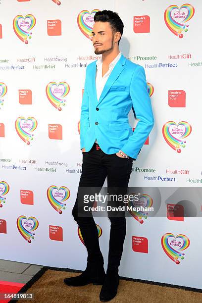 Rylan Clark sighted arriving for The Health Lottery Fundraising Event outside Claridges Hotel on March 28, 2013 in London, England.