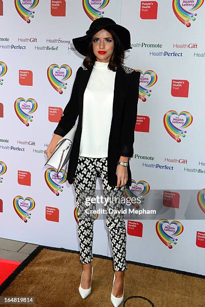 Lucy Macklenburgh sighted arriving for The Health Lottery Fundraising Event outside Claridges Hotel on March 28, 2013 in London, England.