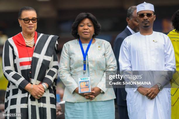 Commonwealth Secretary-General Patricia Scotland, Angolan Vice-President Esperança da Costa,and Chad's transitional President, Mahamat Idriss Déby...