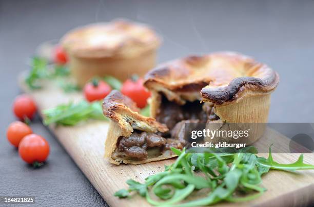 home made meat pie - steak and kidney pie stock pictures, royalty-free photos & images