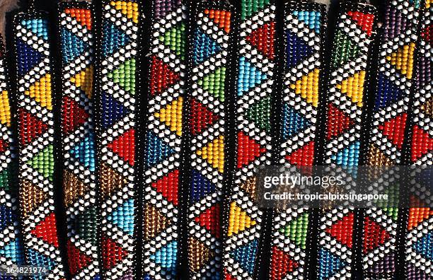 south africa, traditional zulu beadwork. - zulu tribe stock pictures, royalty-free photos & images