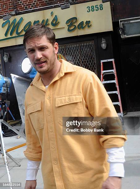 Tom Hardy filming on location for "Animal Rescue" on March 28, 2013 in the Brooklyn borough of New York City.