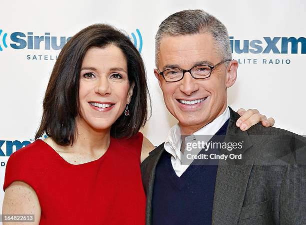 Filmmaker Alexandra Pelosi and former NJ Governor and subject of the film 'Fall To Grace' Jim McGreevey visit the SiriusXM Studios on March 28, 2013...