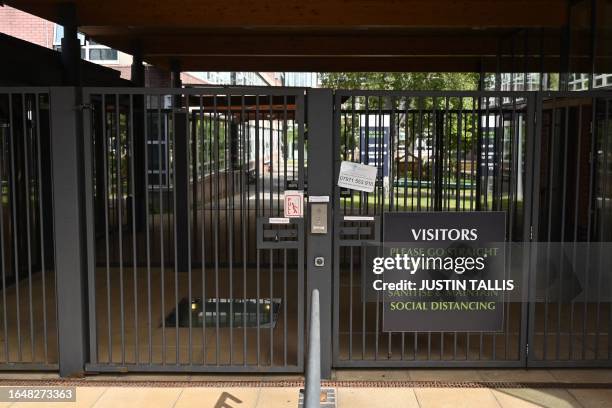 The closed front gates of Horsey School for Girls are pictured in London on September 6 the school has been listed as one of the educational...