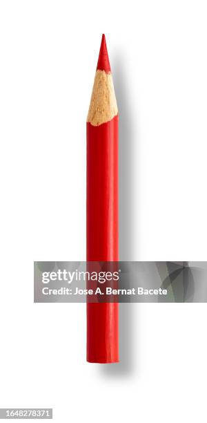 red wooden pencil for drawing on a white canvas. - colored pencil stock pictures, royalty-free photos & images