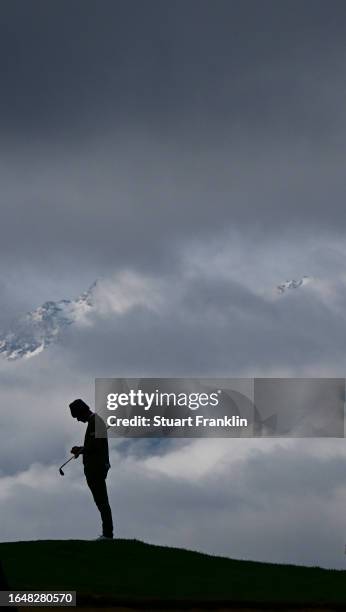 Nicolai Hojgaard of Denmark ponders on the seventh green during the pro-am prior to the start of the Omega European Masters at Crans-sur-Sierre Golf...