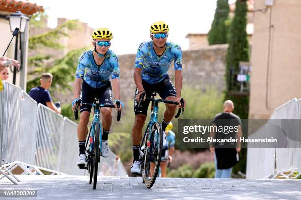 Vadim Pronskiy of Kazakhstan and Andrey Zeits of Kazakhstan and Astana Qazaqstan Team prior to the 78th Tour of Spain 2023, Stage 5 a 184.6km stage...