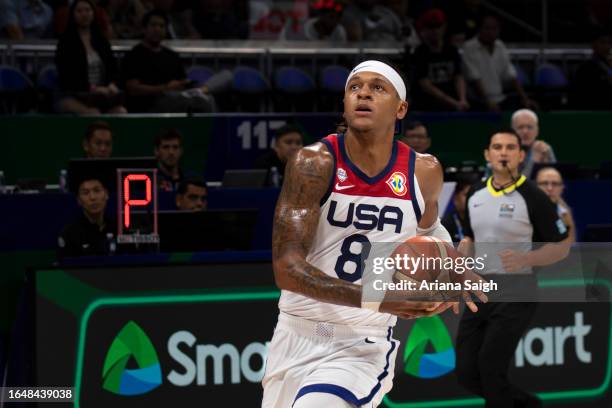 Paolo Banchero of USA during the FIBA Basketball World Cup Group C game between United States and Jordan at Mall of Asia Arena on August 30, 2023 in...