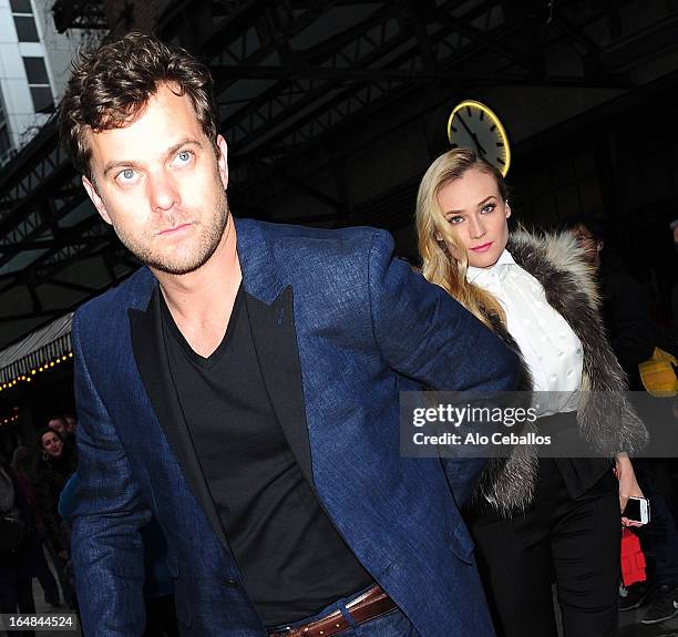 Joshua Jackson and Diane Kruger are seen in the East Village on March 28, 2013 in New York City.