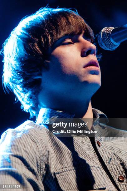 Jake Bugg performs onstage during his March 2013 UK tour at o2 Academy on March 28, 2013 in Leicester, England.