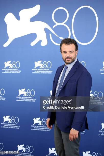 Director Edoardo De Angelis attends a photocall for the movie "Comandante" at the 80th Venice International Film Festival on August 30, 2023 in...