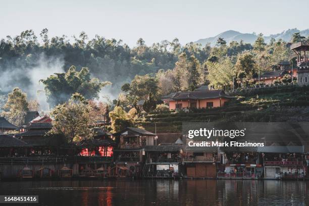 boat on lake, ban rak thai, mae hong son, northern thailand - mae hong son province bildbanksfoton och bilder