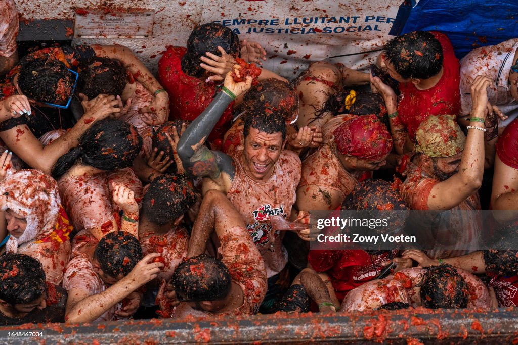 Spain's Tomato Battle; The 76th Edition Of The Tomatina