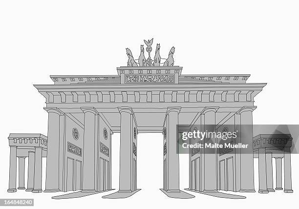 the brandenburg gate - chariot stock illustrations