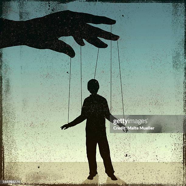 a silhouetted man being controlled by a puppeteer - image manipulation点のイラスト素材／クリップアート素材／マンガ素材／アイコン素材