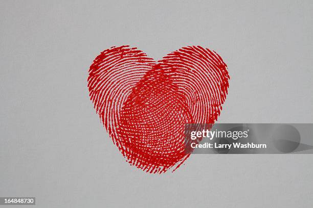 thumbprint heart - fingerprint stock-fotos und bilder