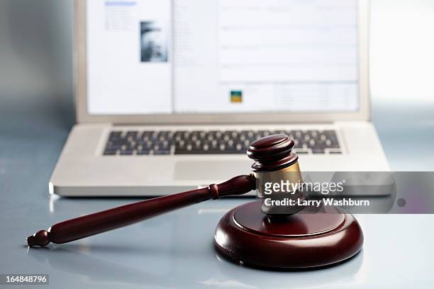 gavel and sound bock in front of hammer - auction stock pictures, royalty-free photos & images