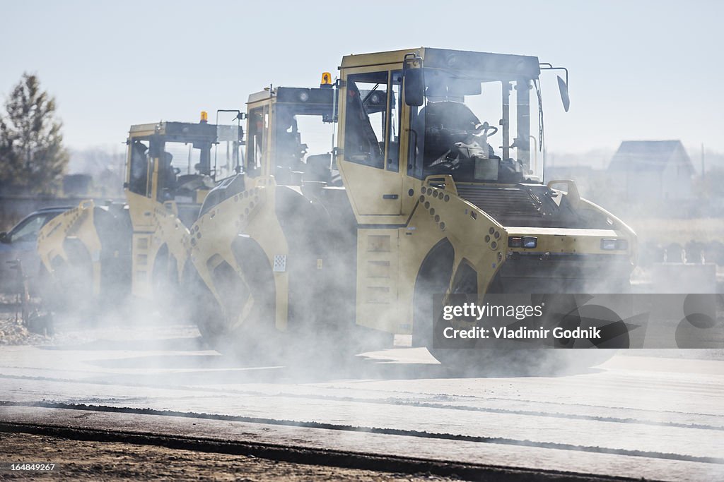 Steamrollers at work