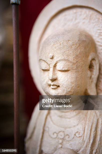 jizo bodhisattva statue - buddhism stock pictures, royalty-free photos & images