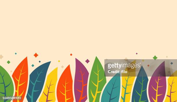bildbanksillustrationer, clip art samt tecknat material och ikoner med tropical jungle plants background growth - rainbow forrest abstract