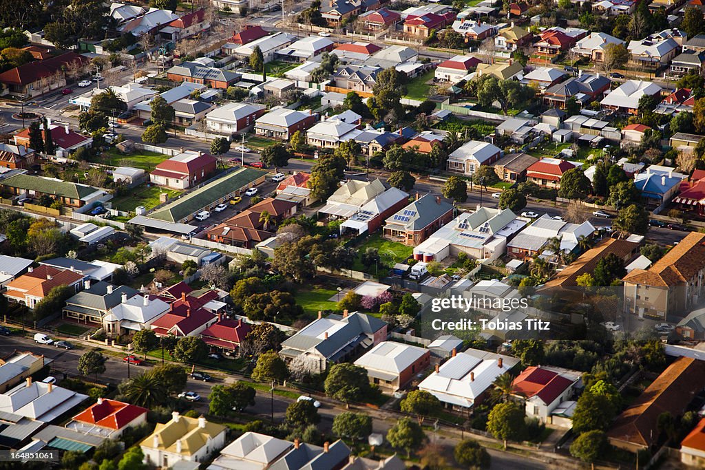 Aerial view of a suburb