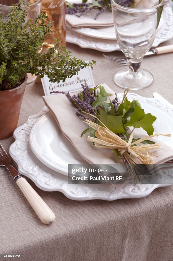 Table setting for wedding reception