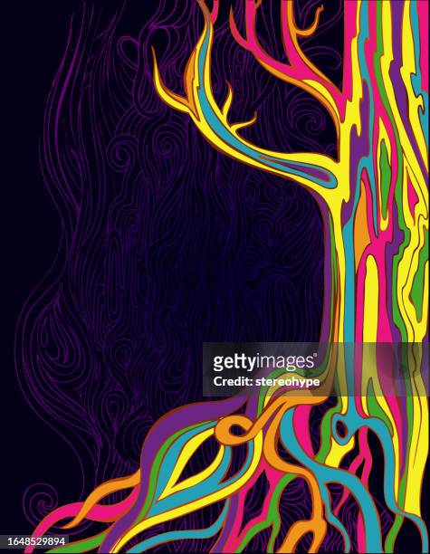 bildbanksillustrationer, clip art samt tecknat material och ikoner med ancient eucalyptus tree - rainbow forrest abstract