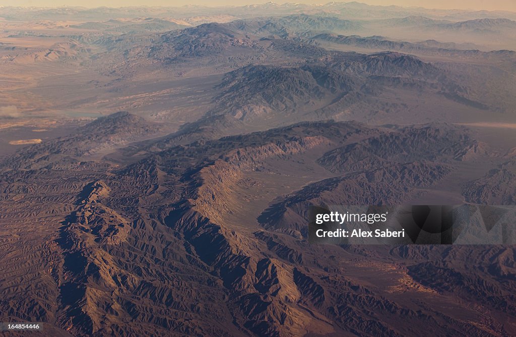 Atacama desert between Argentina and Chile, shot from an aircraft.