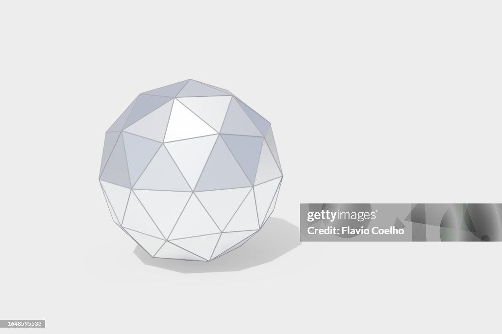 Silver Colored Low Poly Sphere On White Background High-Res Stock Photo ...