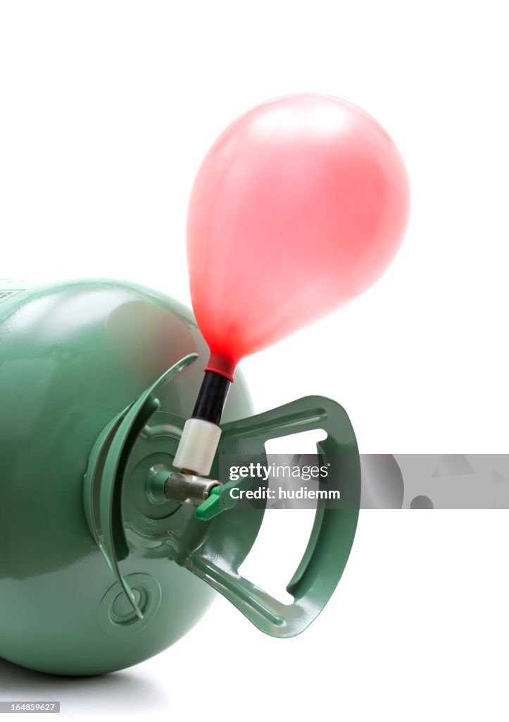 Cilindro e balão de gás hélio