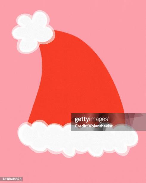 santa claus hat, christmas concept illustration on pink - santa hat stock pictures, royalty-free photos & images