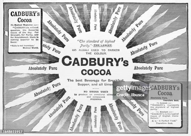 antique image from british magazine: cadbury cocoa - retro chocolate bars stock illustrations