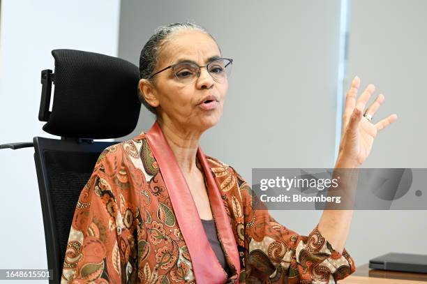 Marina Silva, Brazil's environment minister, during an interview in Brasilia, Brazil, on Wednesday, Sept. 6, 2023. Silva, who oversees the Ibama...