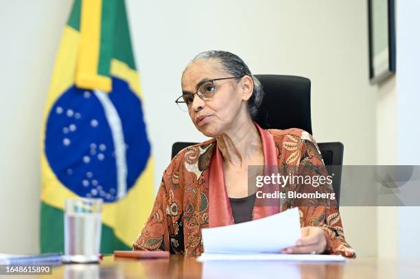 Marina Silva, Brazil's environment minister, during an interview in Brasilia, Brazil, on Wednesday, Sept. 6, 2023. Silva, who oversees the Ibama...